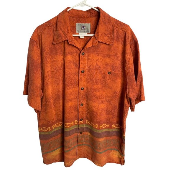 The Territory Ahead Mens Large Short Sleeve Button Up Tribal Colorful Aztec - Picture 2 of 7
